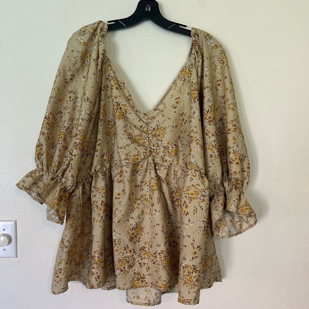 Girl Soul Babydoll Top Size
3X Floral 3/4 Circular Sleeve Cottage Core